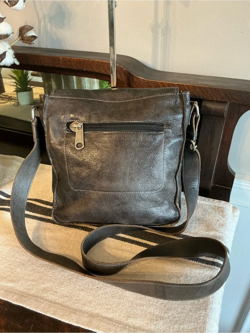 Bed Stu Leather Venice Beach Crossbody Bag Black Rustic Retail $240